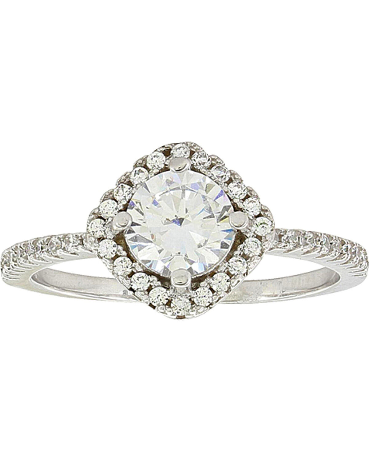 Image #1 - Montana Silversmiths Women's Squarely Perfect Haloed Ring, Silver, hi-res