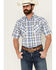 Image #1 - Ely Walker Men's Plaid Print Short Sleeve Pearl Snap Western Shirt, White, hi-res