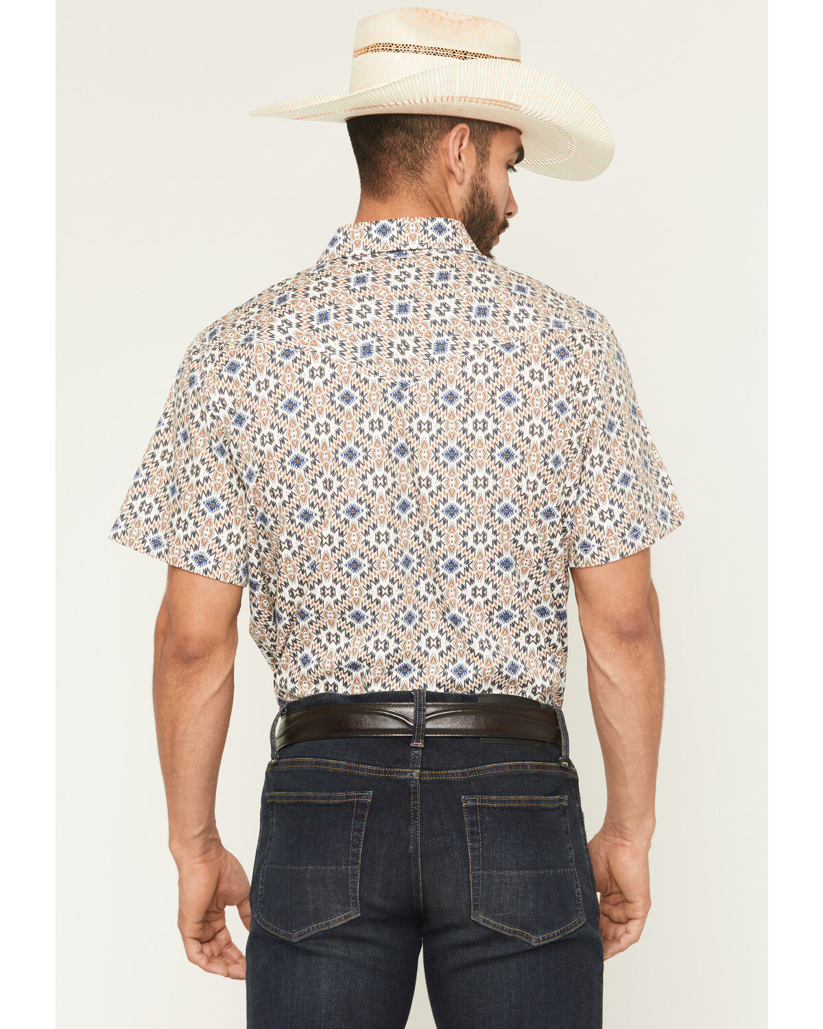 Image #4 - Cody James Men's High Plains Southwestern Print Short Sleeve Snap Western Shirt - Tall, Tan, hi-res