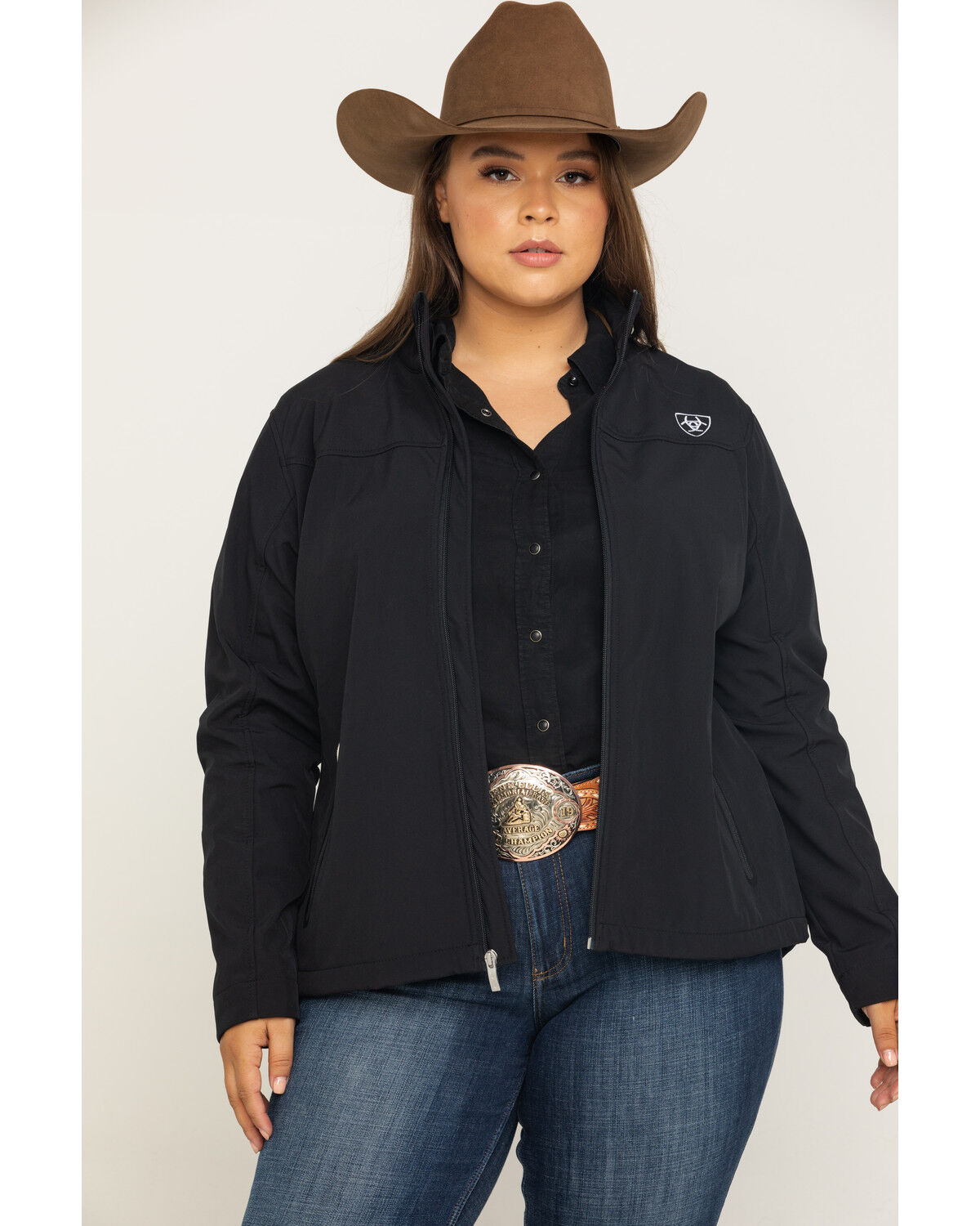 Image #1 - Ariat Women's Softshell Team Jacket - Plus, Black, hi-res