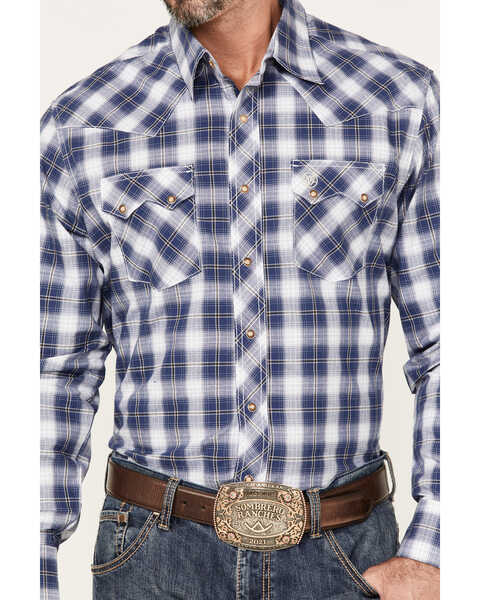Image #3 - Wrangler Retro Men's Long Sleeve Sawtooth Snap Pocket Western Shirt, Blue, hi-res