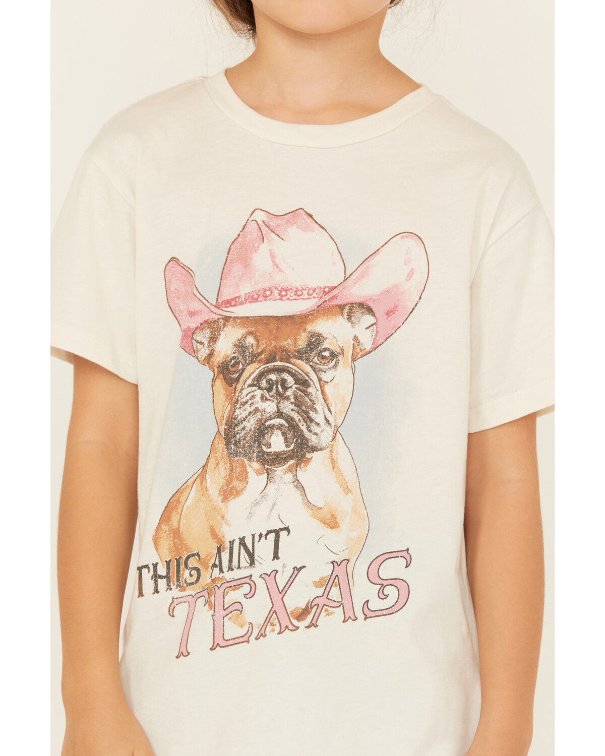 Image #3 - La La Land Girls' This Ain't Texas Short Sleeve Graphic Tee, Cream, hi-res
