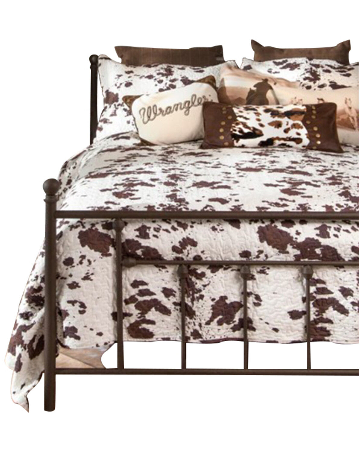 Image #1 - Wrangler Cowhide Quilt Set - Twin, Brown, hi-res