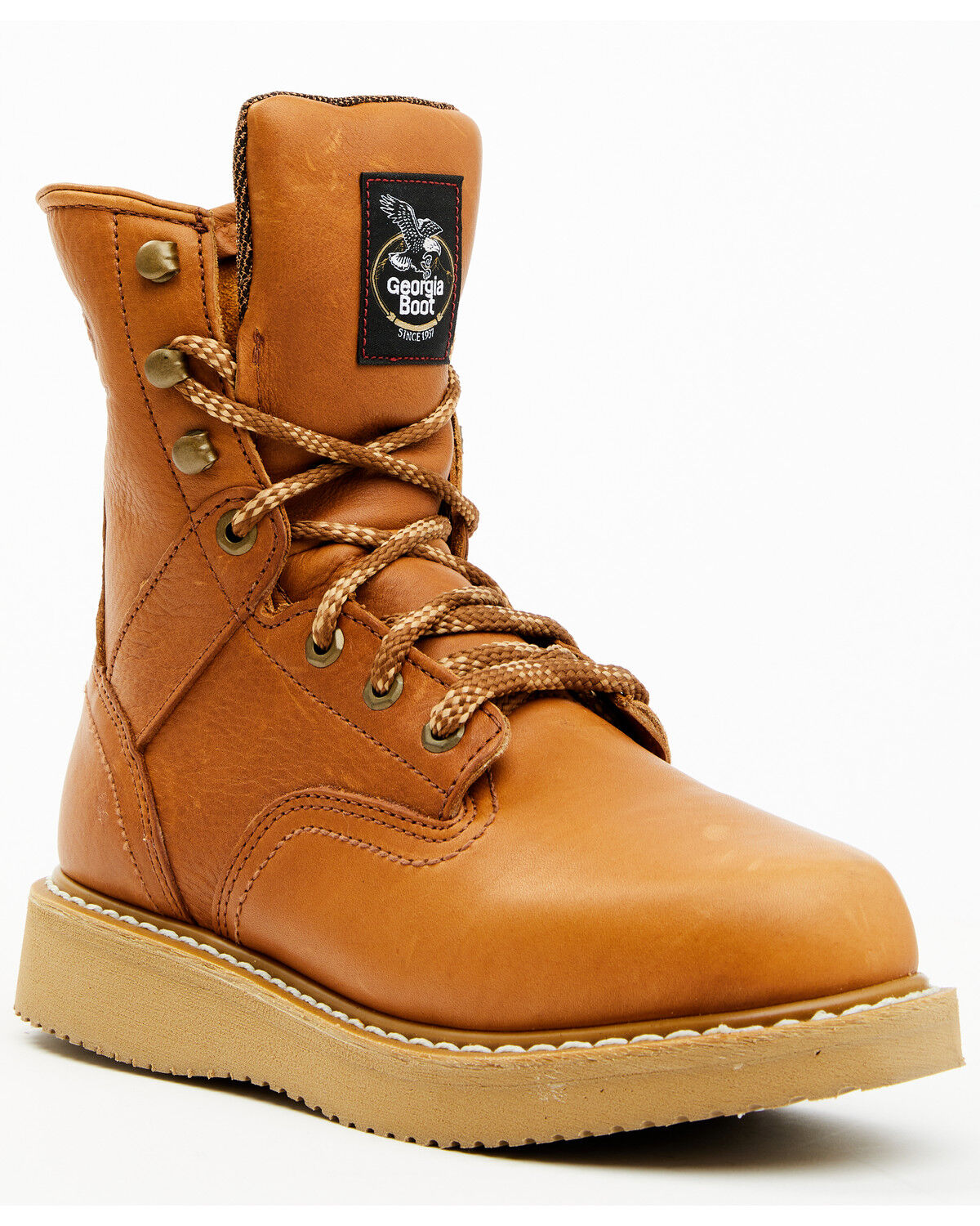 Image #2 - Georgia Boot Men's 8" Barracuda Gold Wedge Work Boots - Soft Toe, Brown, hi-res