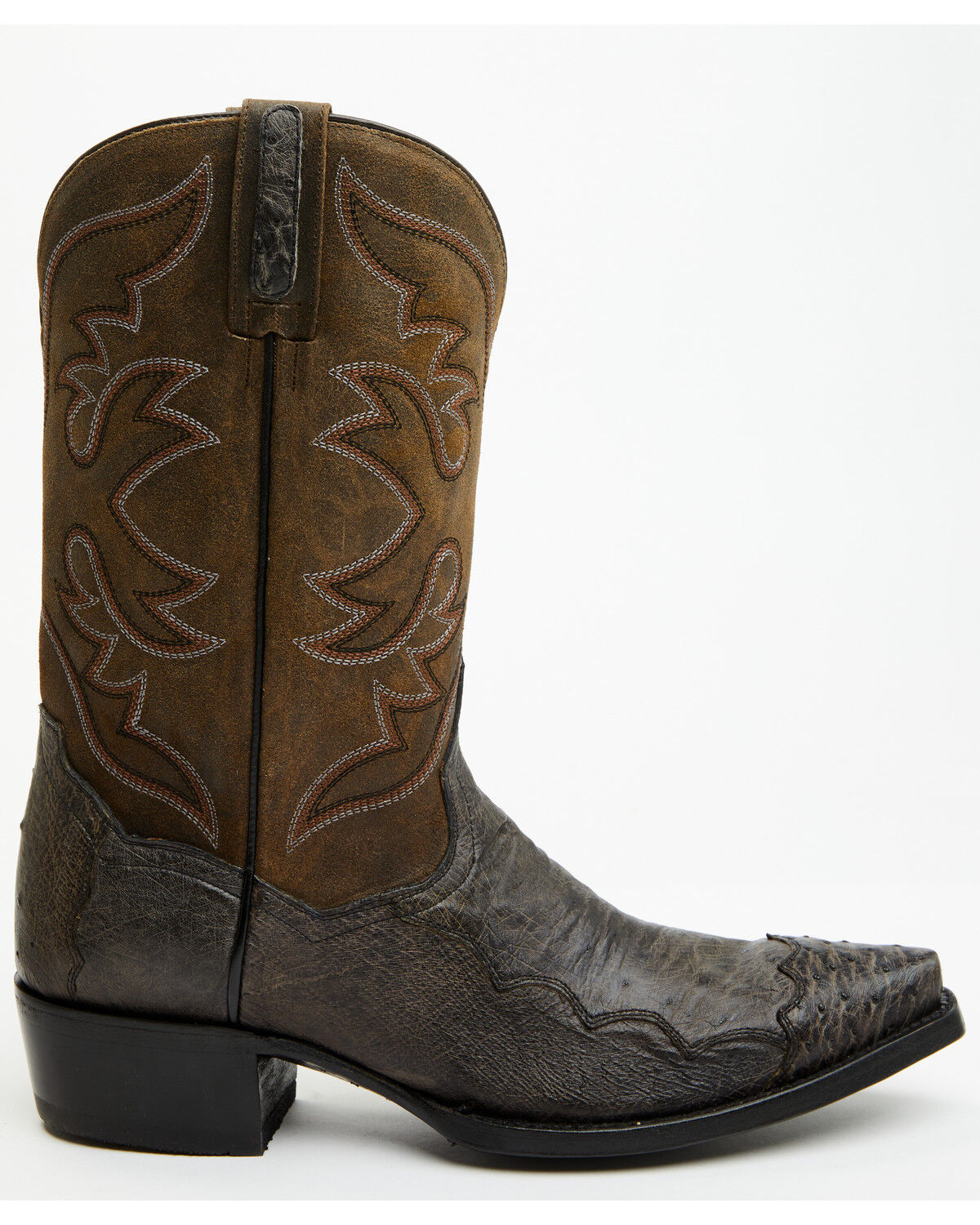 Image #2 - Dan Post Men's 12" Exotic Ostrich Western Boots - Snip Toe, Grey, hi-res