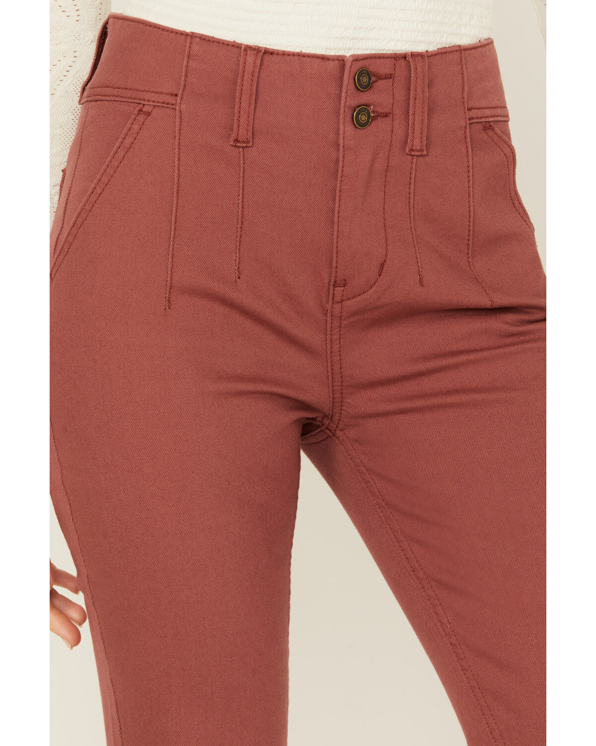 Image #2 - Shyanne Women's Marsala Darted Waist Comfort Stretch Super Flare Jeans, Rust Copper, hi-res