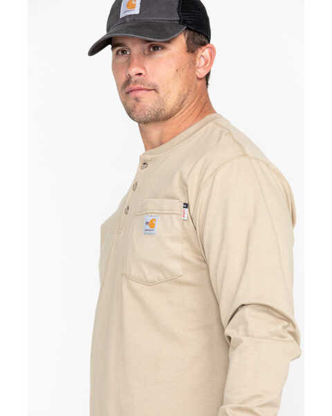 Image #5 - Carhartt Men's FR Henley Long Sleeve Work Shirt, Beige/khaki, hi-res