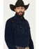 Image #2 - Wrangler Retro Men's Solid Corduroy Long Sleeve Snap Western Shirt, Navy, hi-res