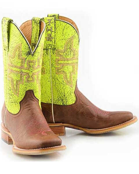 Tin Haul Women's Neon Glow Western Boots - Broad Square Toe, Brown, hi-res