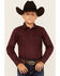 Image #1 - Cody James Boys' Williams Geo Print Long Sleeve Snap Western Shirt, Burgundy, hi-res