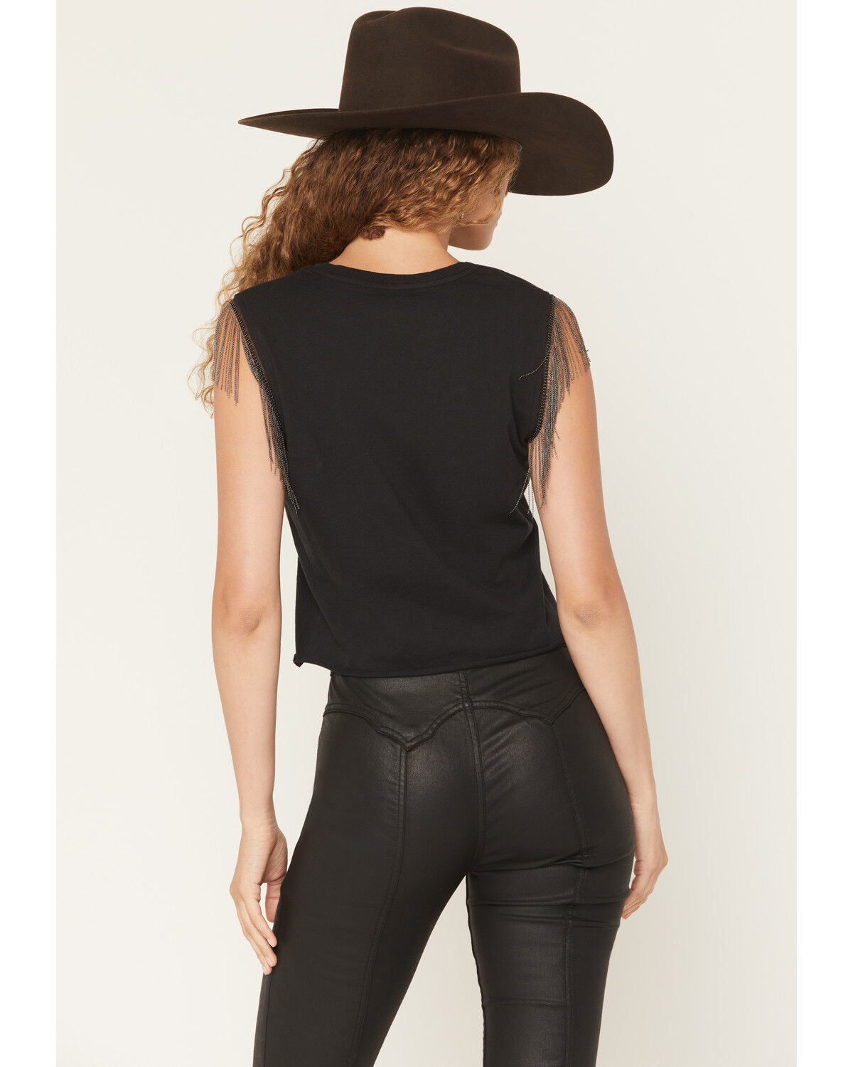 Image #4 - Idyllwind Women's Jane Horseshoe Fringe Graphic Muscle Tank Top, Black, hi-res