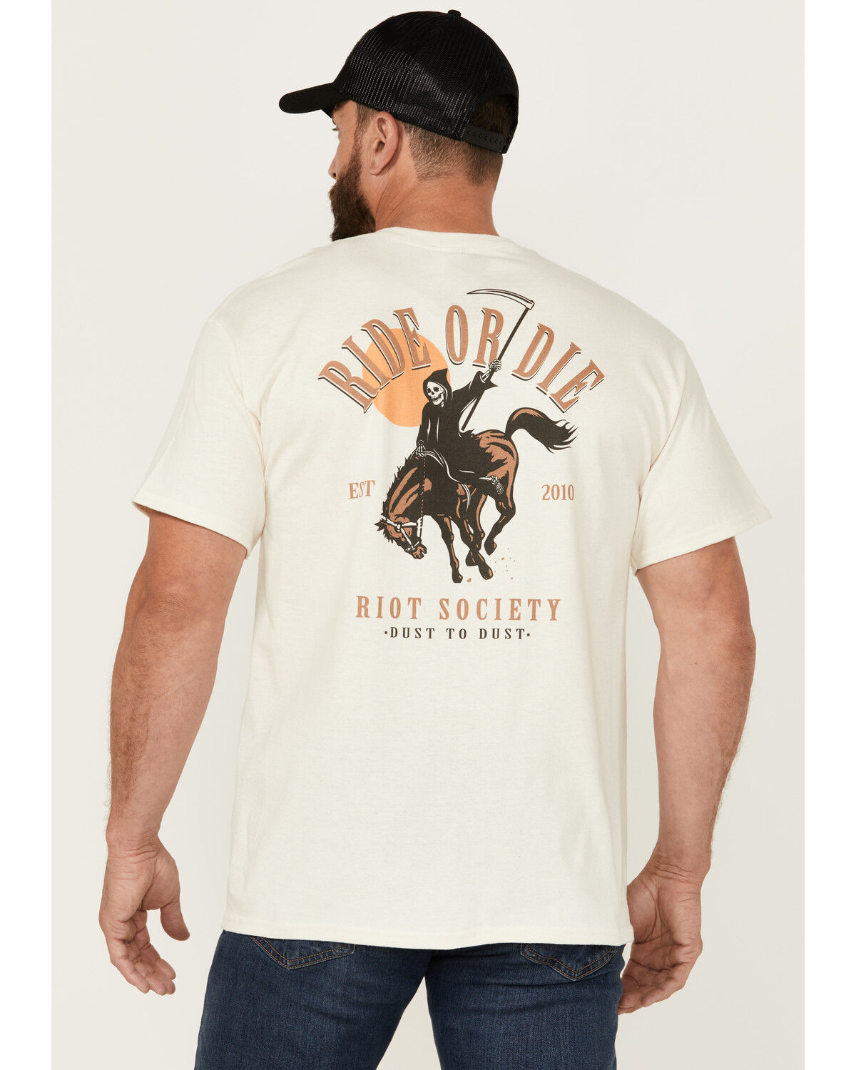 Image #1 - Riot Society Men's Boot Barn Exclusive Rodeo Reaper Short Sleeve Graphic T-Shirt, Tan, hi-res