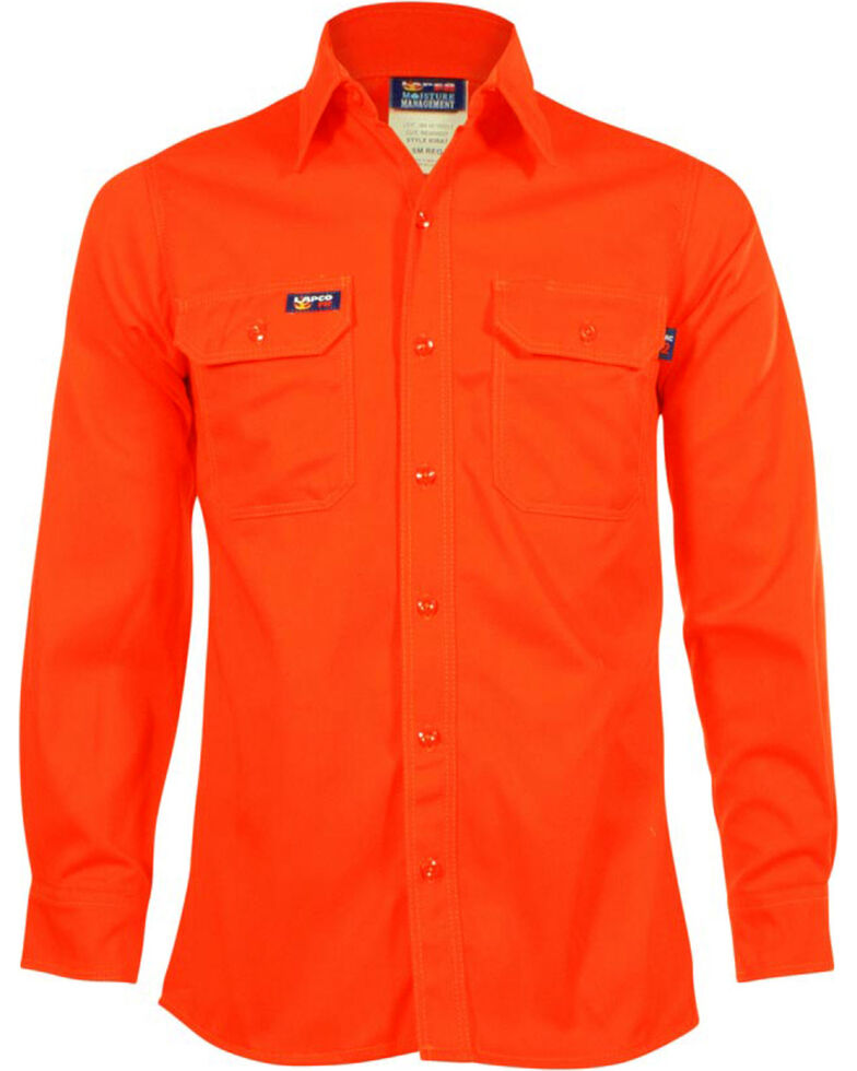 Lapco Men's Long Sleeve Flame Resistant Work Shirt, Orange, hi-res