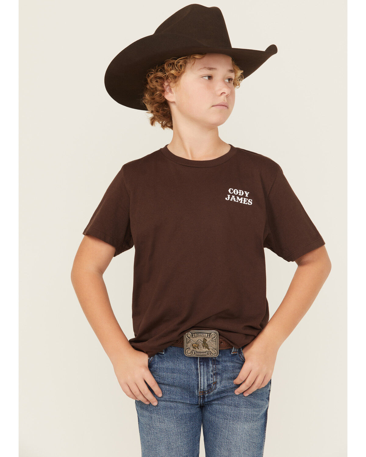 Image #2 - Cody James Boys' Southwestern Skull Short Sleeve Graphic T-Shirt, Dark Brown, hi-res