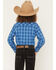 Image #4 - Wrangler Retro Boys' Plaid Print Long Sleeve Snap Western Shirt, Blue, hi-res