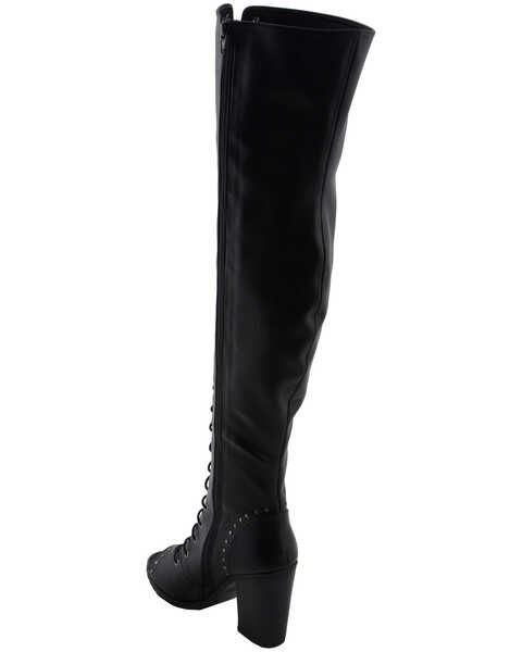 Image #8 - Milwaukee Leather Women's Open Toe Front Knee High Boots - Round Toe, Black, hi-res