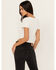 Wild Moss Women's Textured Corset Knit Top, White, hi-res