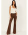 Image #1 - Shyanne Women's Pinecone High Rise Stretch Flare Jeans , Medium Brown, hi-res