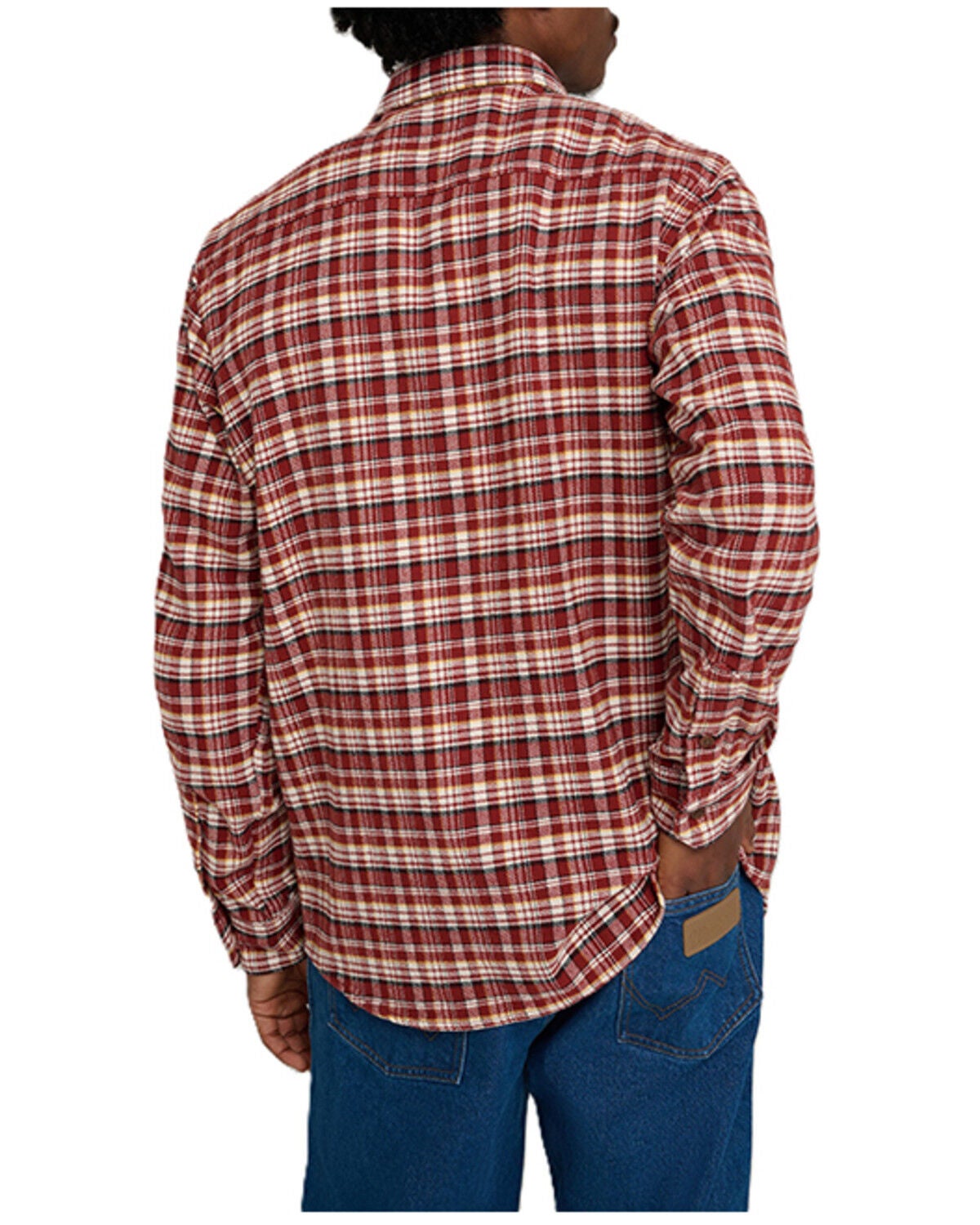 Image #4 - Wrangler X Stranger Things Men's Will Plaid Print Long Sleeve Button-Down Flannel Shirt, Brick Red, hi-res