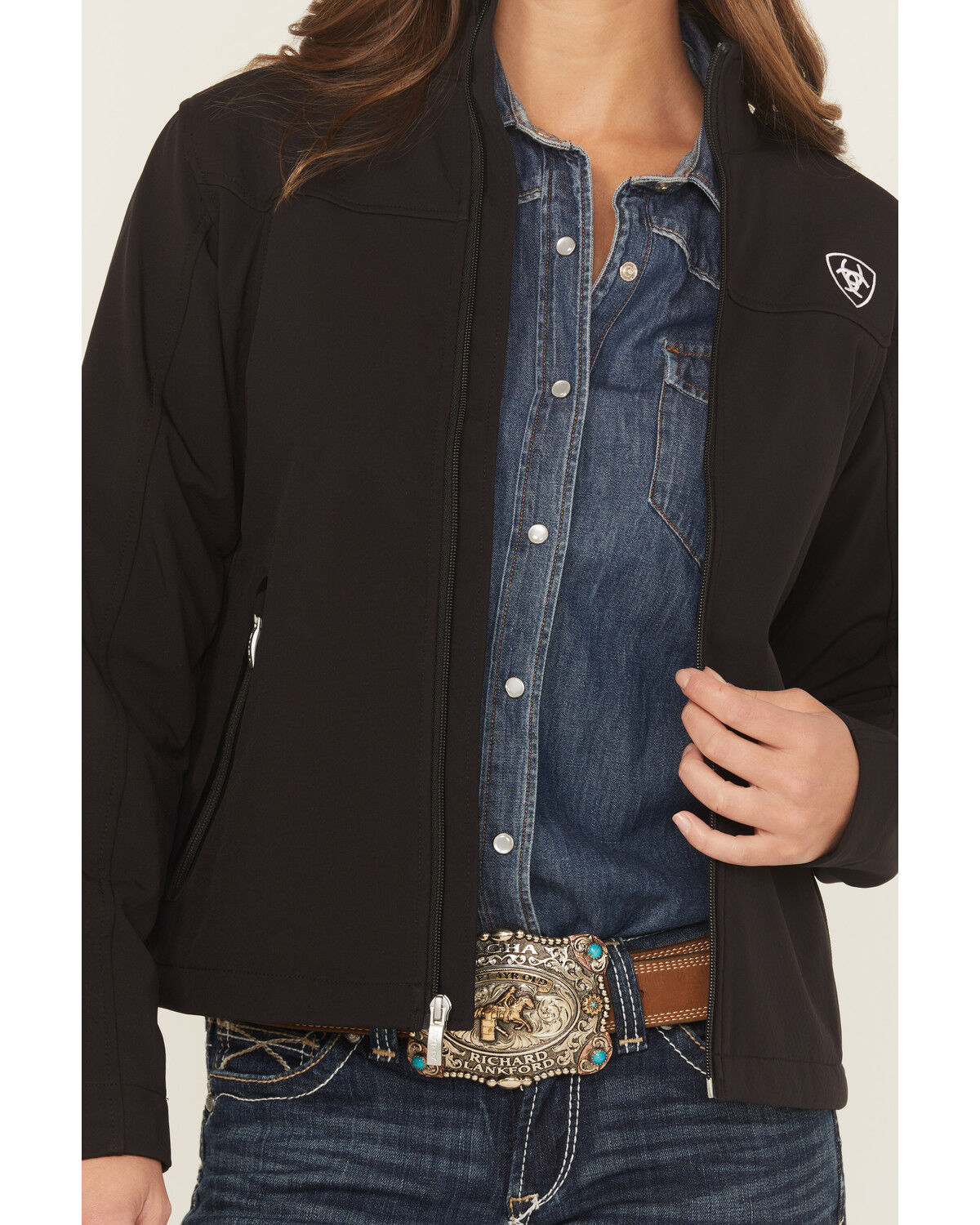 Image #3 - Ariat Women's Classic Team Mexico Flag Softshell Jacket, Black, hi-res