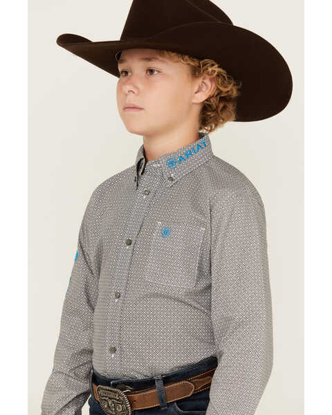 Image #2 - Ariat Boys' Geo Print Long Sleeve Button-Down Wester Shirt , Black, hi-res