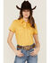 Image #1 - Wrangler Retro Women's Floral Print Short Sleeve Pearl Snap Western Shirt, Yellow, hi-res