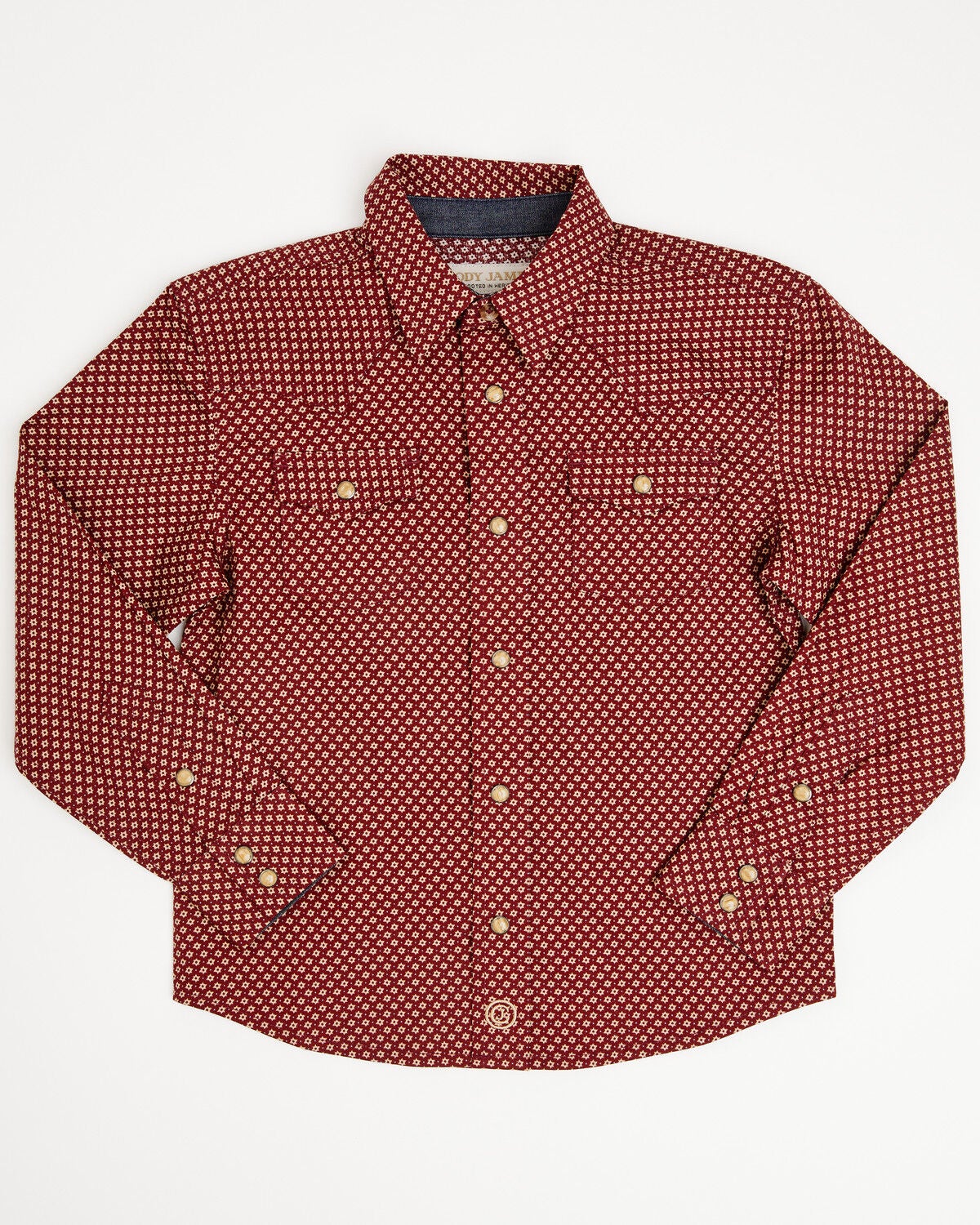 Image #1 - Cody James Toddler Boys' NFR Geo Print Long Sleeve Snap Stretch Western Shirt, Burgundy, hi-res