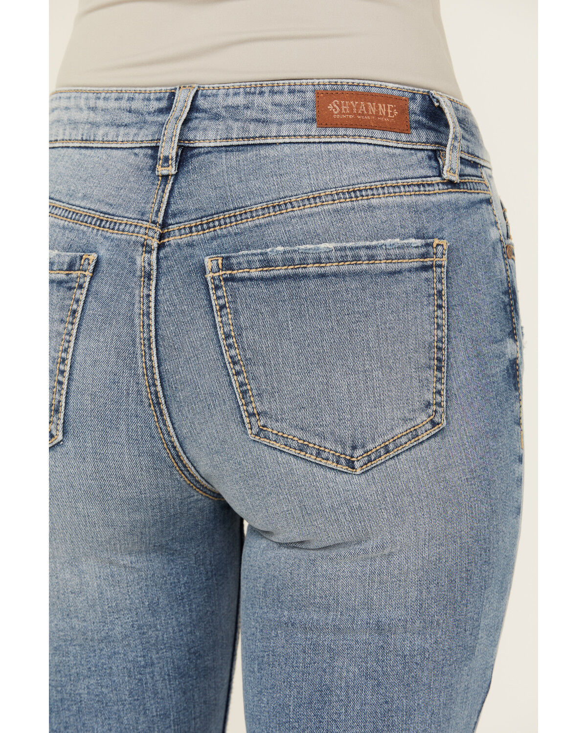 Image #4 - Shyanne Women's Catalina Light Medium Wash High Rise Stretch Flare Jeans, Light Wash, hi-res