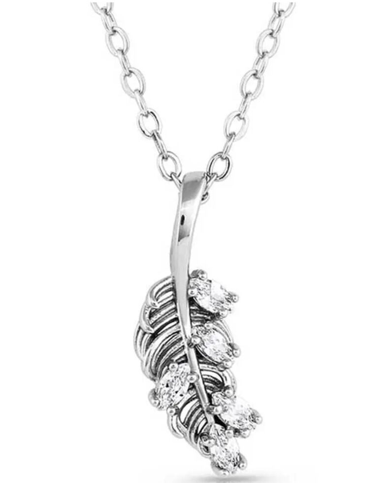 Montana Silversmiths Women's Bridgerton Feather Necklace, Silver, hi-res
