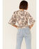 Angie Women's Floral Lace-Up Front Peplum Top, Taupe, hi-res