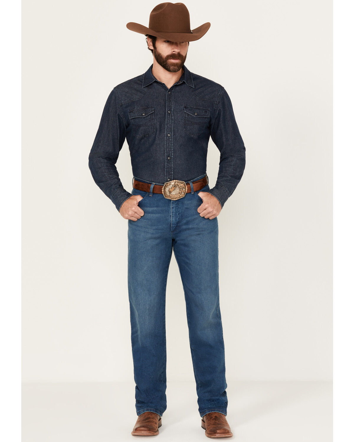 Image #1 - Wrangler Vintage Collection Men's Heritage Medium Wash Regular Fit Stretch Denim Jeans, Medium Wash, hi-res