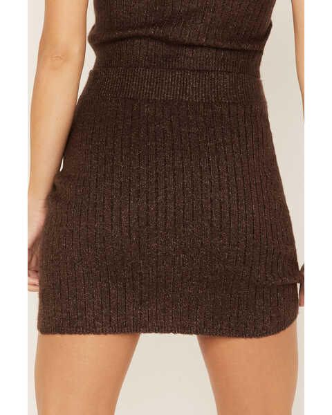 Image #4 - Cleo + Wolf Women's Ribbed Sweater Knit Skirt, Chocolate, hi-res