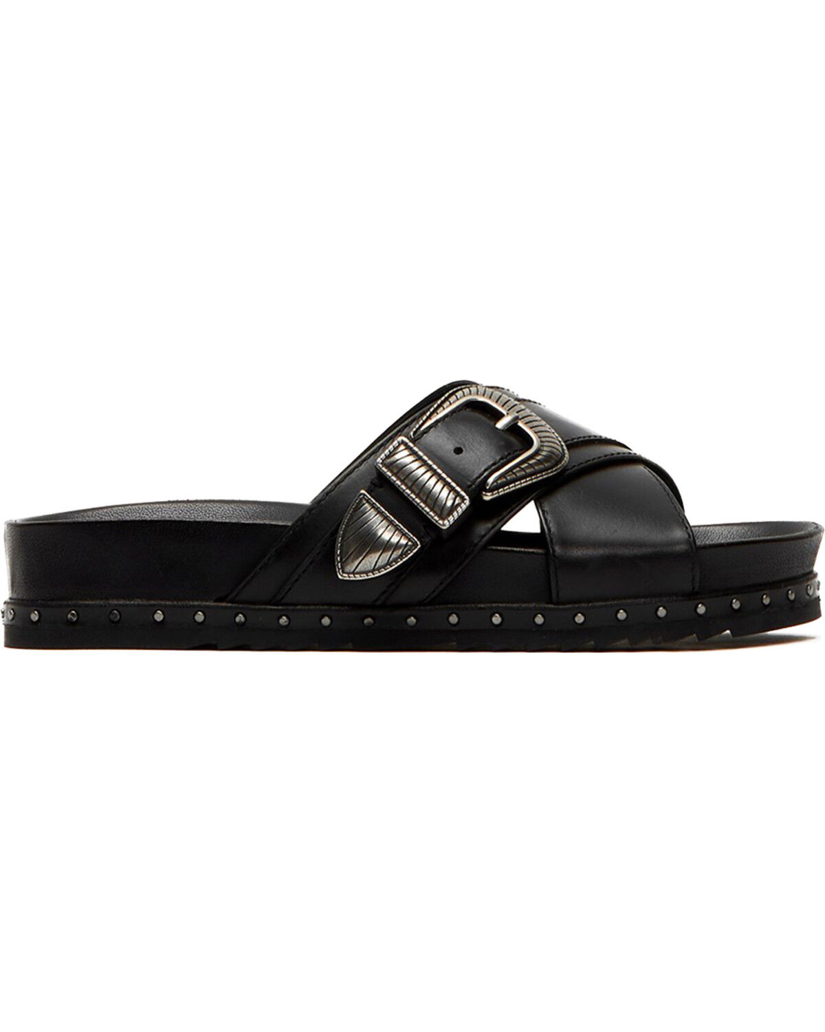 black western buckle sandals