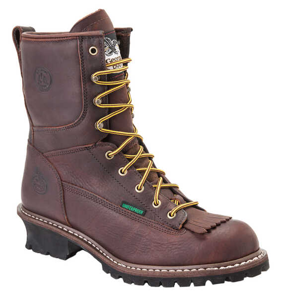 Georgia Boot Men's Waterproof Logger Boots - Steel Toe, Chocolate, hi-res