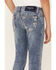 Grace in LA Girls' Light Wash Embroidered Floral Bootcut Jeans, Blue, hi-res