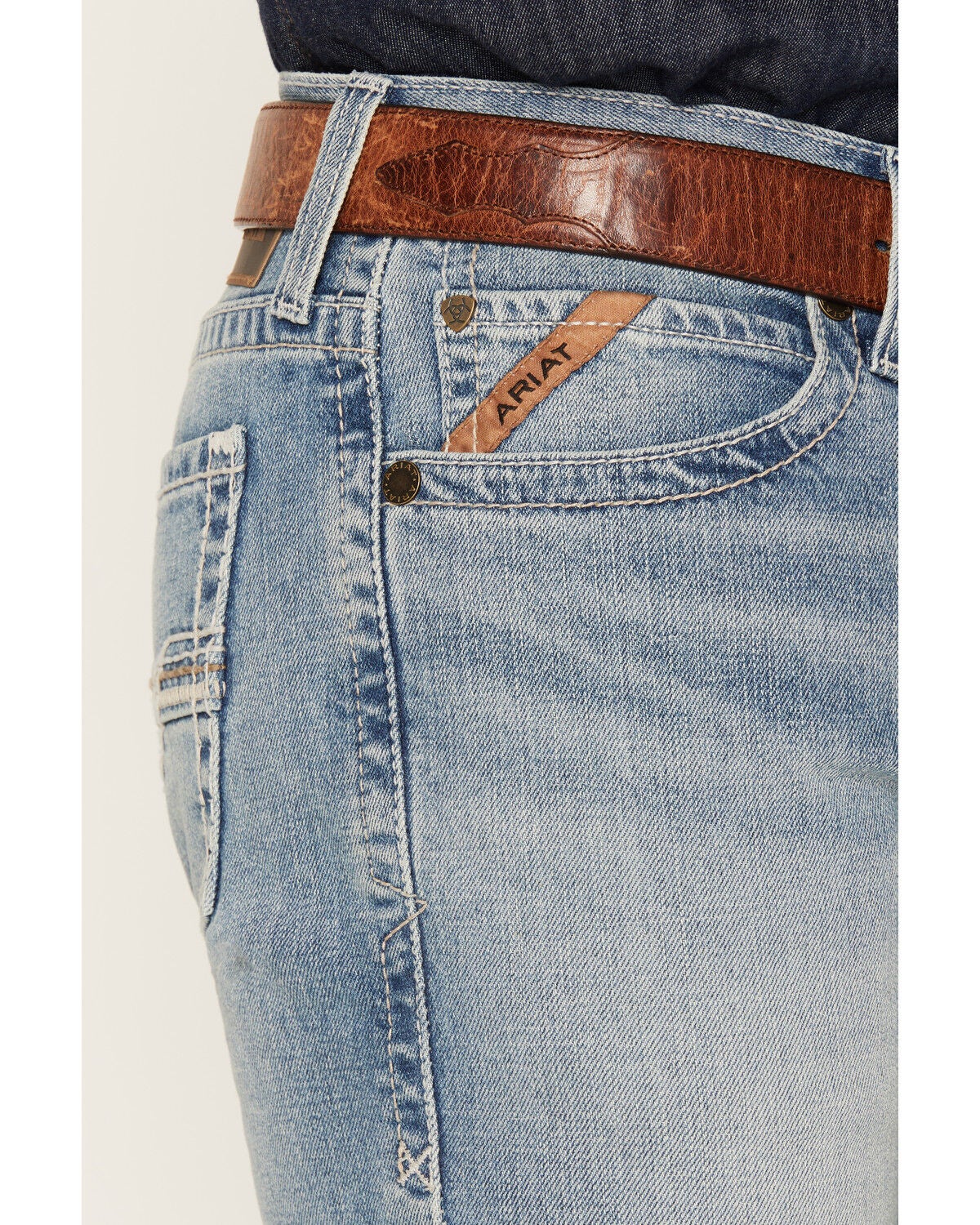 Image #2 - Ariat Men's M7 Light Wash Slim Straight Stretch Denim Jeans, Light Wash, hi-res