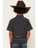 Image #4 - Ferrell Boys' Core Tek Solid Short Sleeve Snap Performance Western Shirt, Grey, hi-res