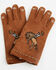 Image #1 - Idyllwind Women's Fireside Embroidered Cowboy Faux Suede Gloves, Brown, hi-res