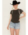 Image #1 - Free People Women's Shoulder Tassel Short Sleeve Tee, Grey, hi-res