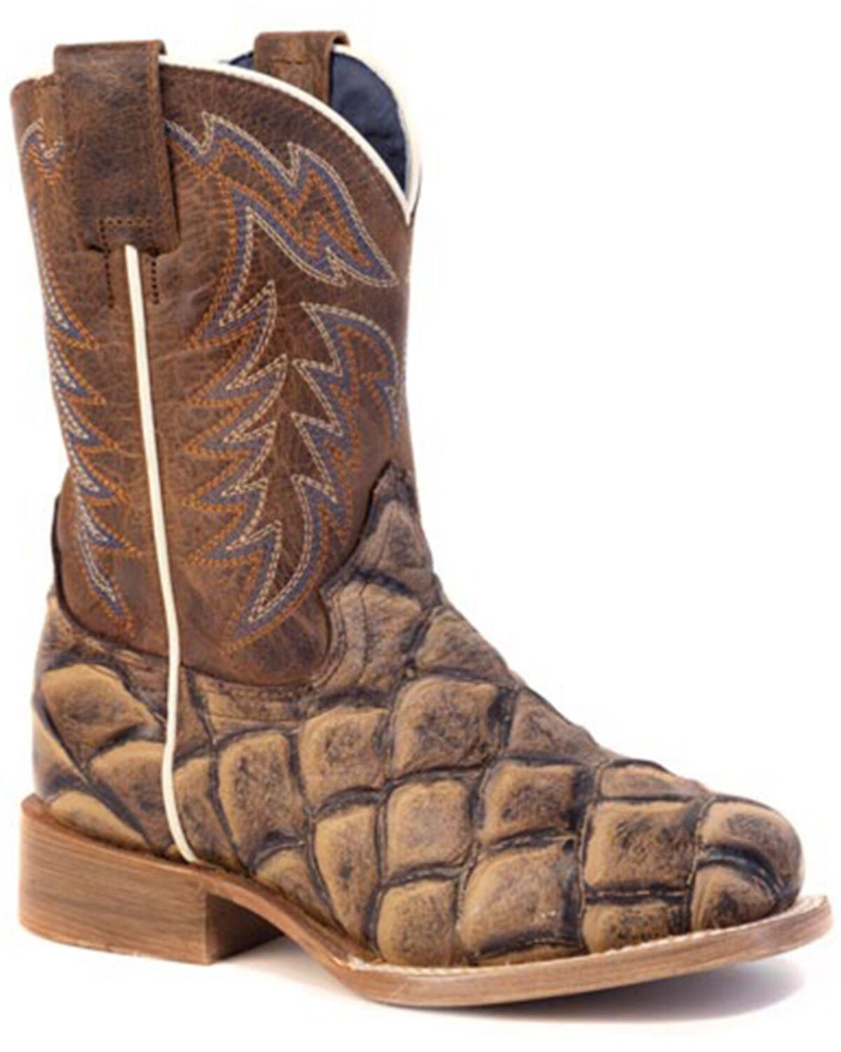 Roper Little Boys' Amazon Exotic Print Western Boots - Broad Square Toe, Brown, hi-res