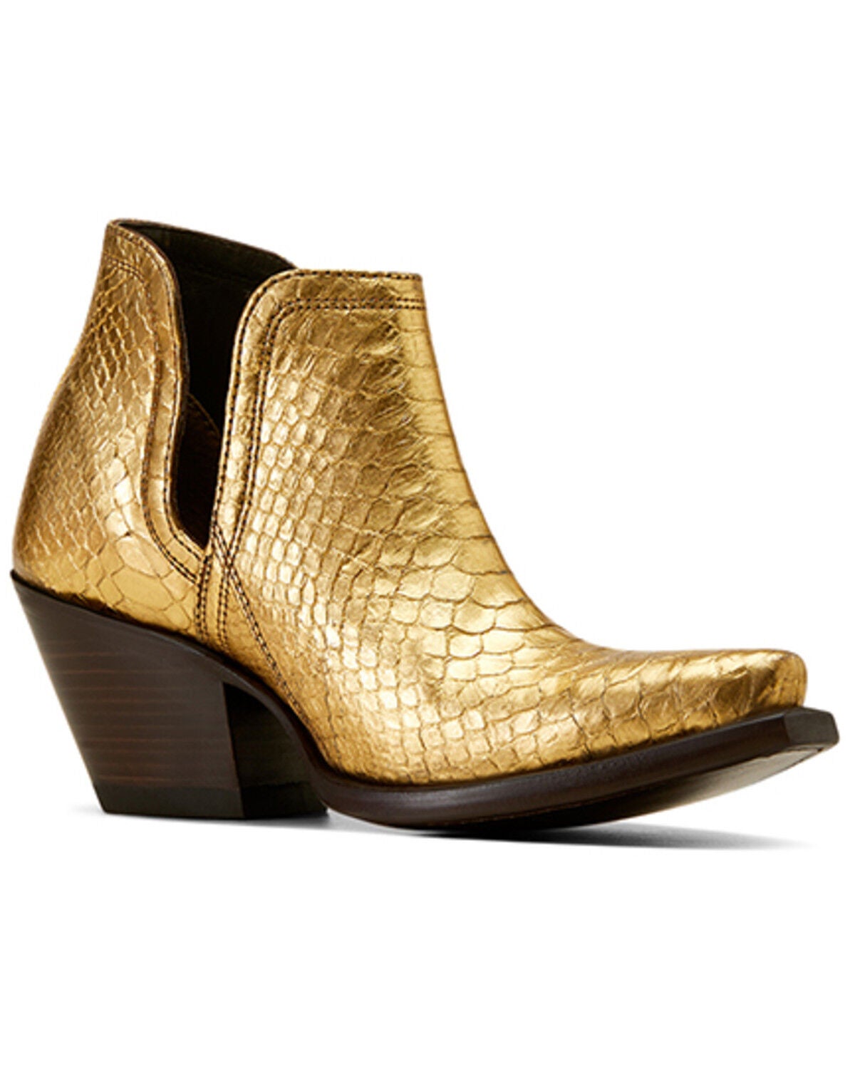 Ariat Women's Exotic Python Dixon Western Booties - Snip Toe, Yellow, hi-res