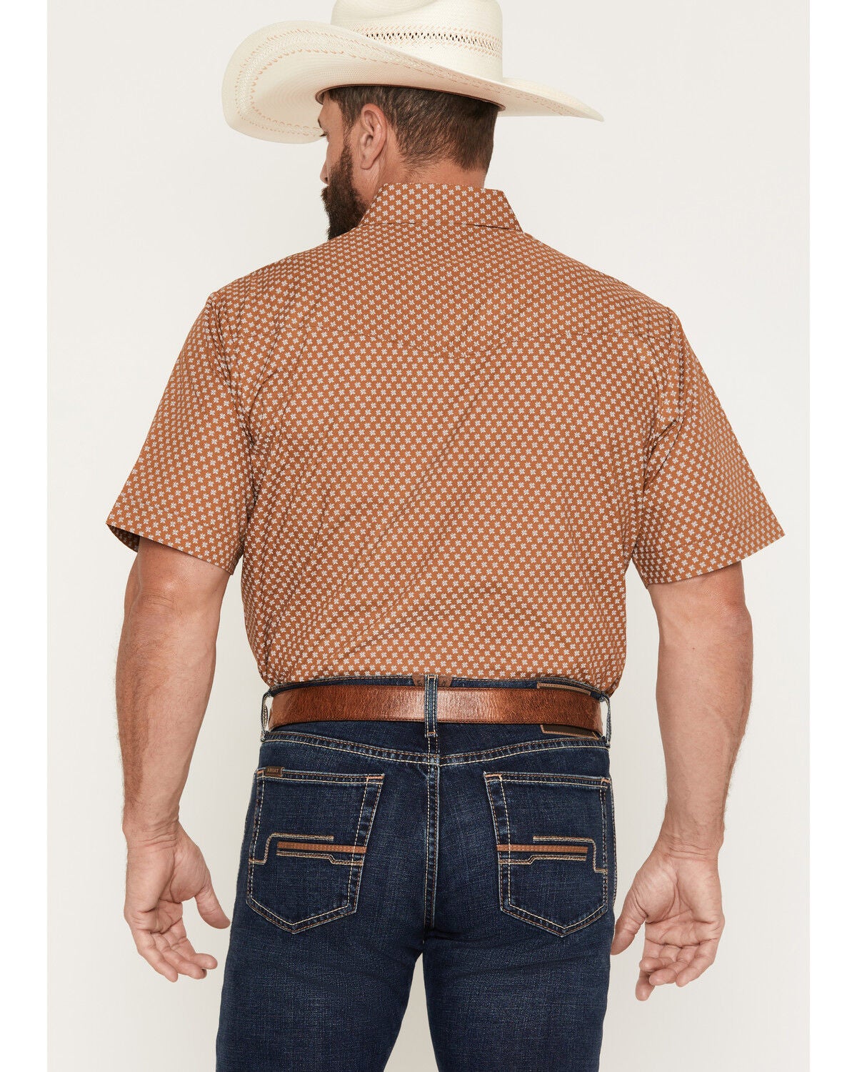 Image #4 - Ely Walker Men's Geo Print Short Sleeve Pearl Snap Western Shirt - Big, Tan, hi-res