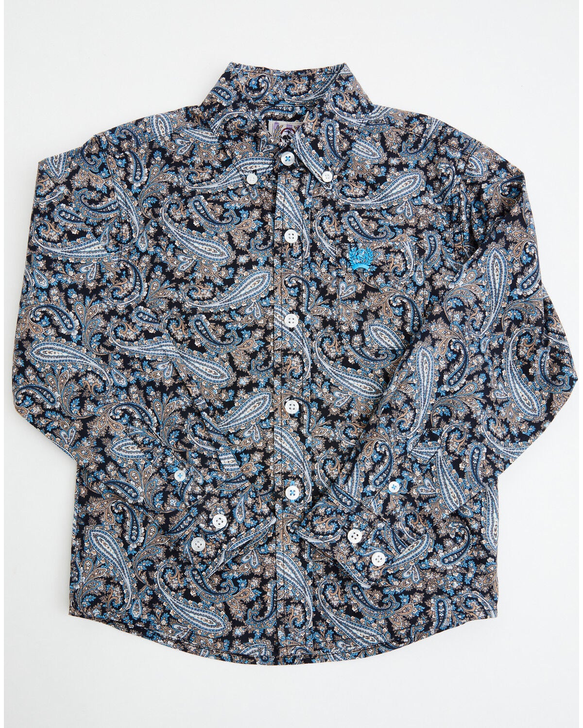 Cinch Toddler Boys' Paisley Print Long Sleeve Button-Down Western Shirt, Multi, hi-res