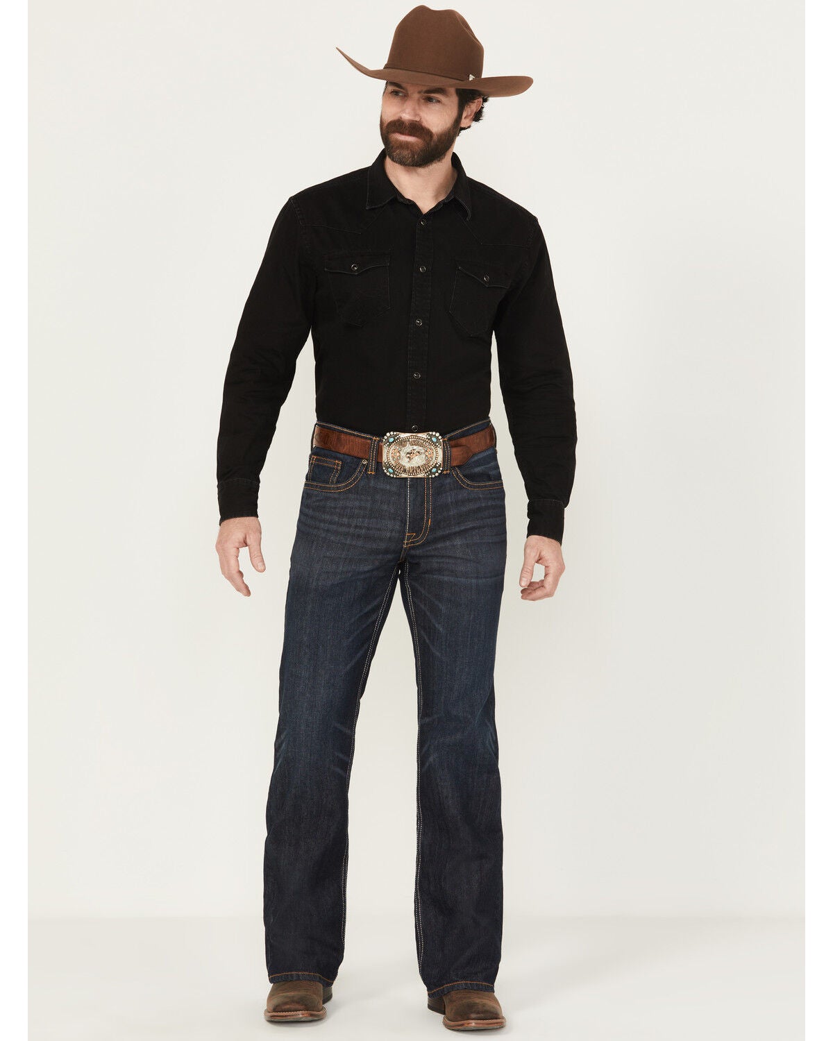 Cody James Men's Night Hawk Wash Duke Relaxed Bootcut Stretch Denim Jeans, Dark Wash, hi-res