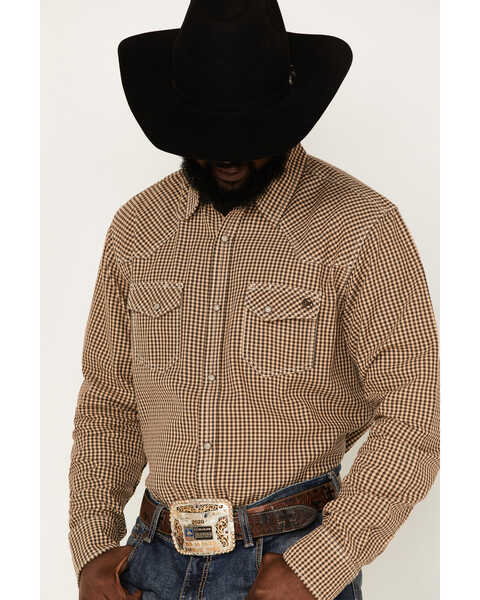 Image #2 - Blue Ranchwear Men's Gingham Western Snap Shirt, Beige/khaki, hi-res