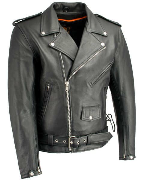 Image #2 - Milwaukee Leather Men's Classic Side Lace Concealed Carry Motorcycle Jacket - 3X, Black, hi-res