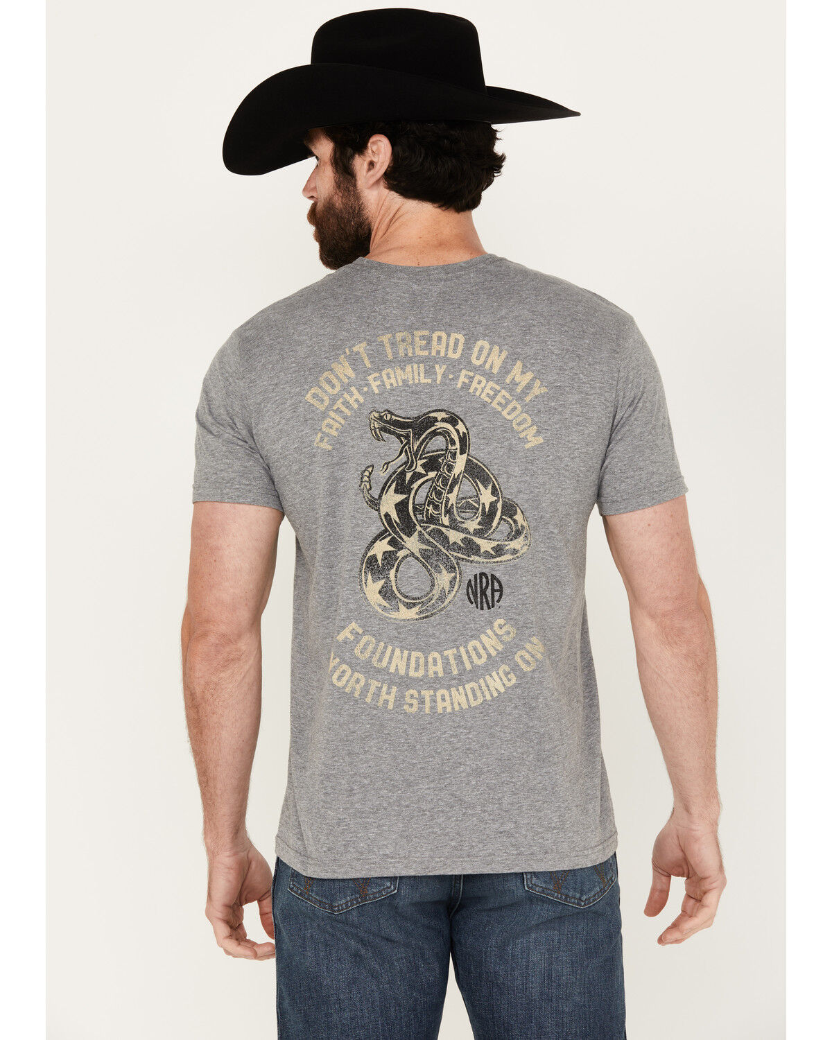 Image #4 - NRA Men's Faith Snake Short Sleeve Graphic T-Shirt, Grey, hi-res