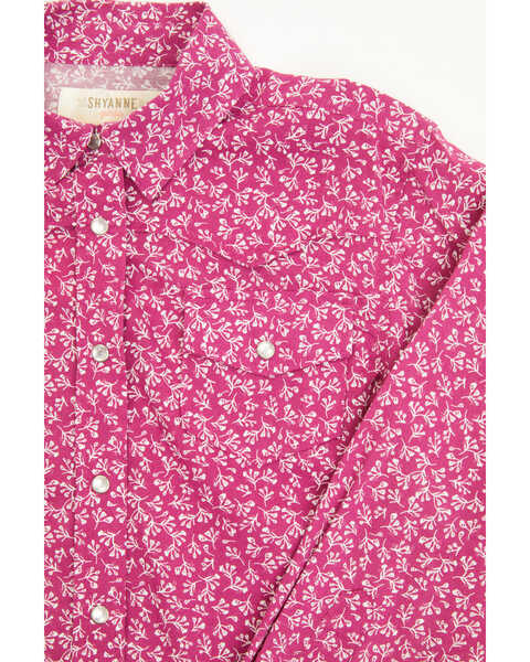 Image #2 - Shyanne Toddler Girls' Ditsy Floral Print Long Sleeve Western Pearl Snap Shirt, Fuchsia, hi-res