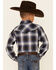 Roper Boys' Plaid Print Embroidered Long Sleeve Snap Western Shirt , Blue, hi-res