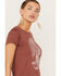Bandit Brand Women's Cactus Short Sleeve Graphic Tee, Rust Copper, hi-res